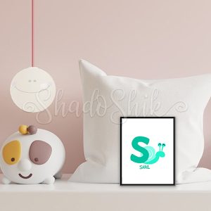 تابلو حروف رنگی طرح حلزون با حرف S رومیزی