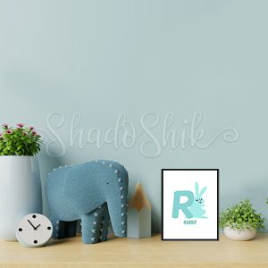 تابلو اتاق کودک فانتزی طرح خرگوش حرف رنگی R رومیزی