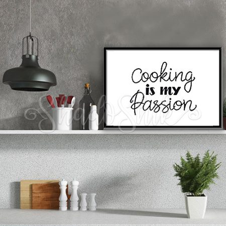 تابلو آشپزخانه خطاطی مدرن طرح Cooking is my Passion دیواری