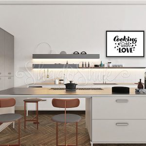 تابلو آشپزخانه خطاطی مدرن طرح Cooking with Love با تنوع قاب