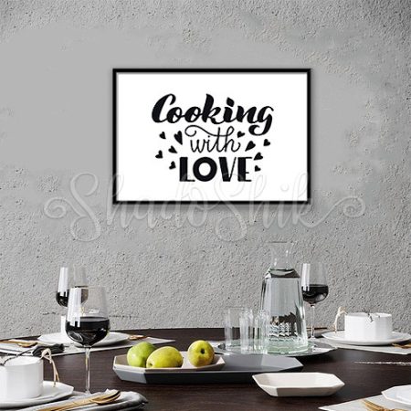 تابلو آشپزخانه خطاطی مدرن طرح Cooking with Love دیواری