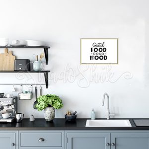 تابلو آشپزخانه خطاطی مدرن طرح Good Food Good Mood دیواری