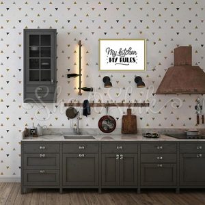 تابلو آشپزخانه خطاطی مدرن طرح My Kitchen My Rules سیاه و سفید