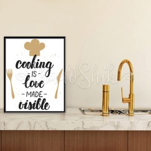 تابلو آشپزخانه خطاطی مدرن طرح Cooking is Love Made Visible دیواری