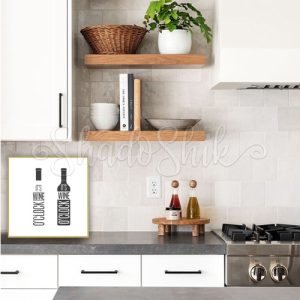 تابلو آشپزخانه خطاطی سیاه و سفید طرح Its Wine با قاب های متنوع