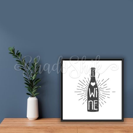 تابلو آشپزخانه خطاطی سیاه و سفید طرح Wine دیواری