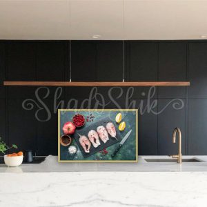 تابلو آشپزخانه فانتزی طرح اسلایس ماهی با رنگبندی جذاب