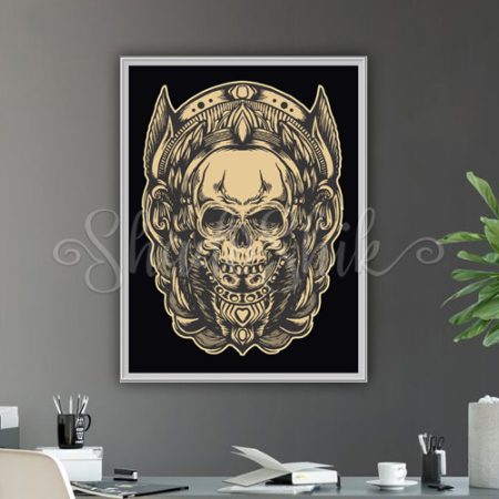 تابلو دفتر کار مدرن طرح skull vintage وینتیج