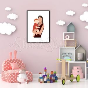 تابلو اتاق کودک فانتزی طرح مادر و فرزند دیواری