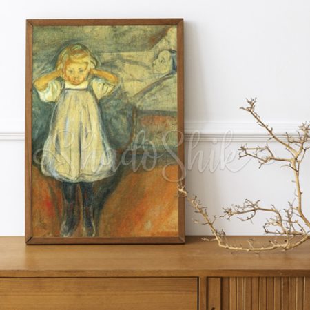 تابلو پذیرایی کلاسیک نقاشی اثر ادوارد مونش طرح مرگ و کودک با قاب های متنوع