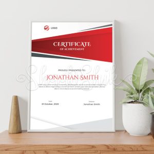تابلو گواهینامه و تقدیرنامه طرح سفید قرمز JONATHIN SMITH رومیزی