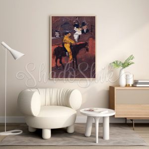 تابلو پذیرایی کلاسیک نقاشی اثر پابلو پیکاسو طرح مرد اسب سوار با قاب چوبی
