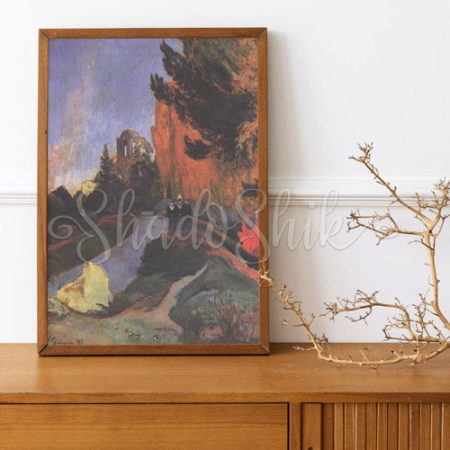 تابلو پذیرایی کلاسیک نقاشی اثر پل گوگن طرح جنگل و رود دیواری