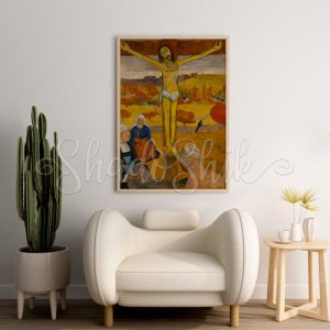 تابلو پذیرایی کلاسیک نقاشی اثر پل گوگن طرح مسیح زرد با قاب های متنوع