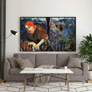 تابلو پذیرایی کلاسیک نقاشی اثر پل گوگن طرح مسیح در باغ با قاب مشکی