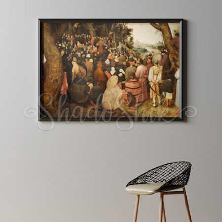 تابلو پذیرایی کلاسیک نقاشی اثر پیتر بروگل طرح موعظه بزرگان دیواری