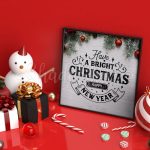 تابلو جشن کریسمس طرح HAPPY NEW YEAR با چراغ های رنگی
